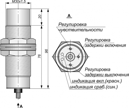 Датчик бесконтактный ёмкостный SE07-NO/NC-ACR-PG-TF-TRAB30(рег.задержка вкл./выкл.30сек)